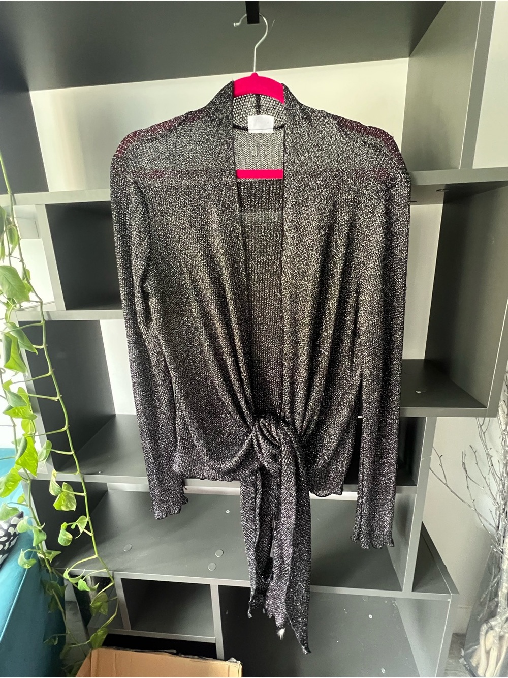 🛍️Sparkle Open-Front Women's Cardigan - Black - Picture 3 of 7